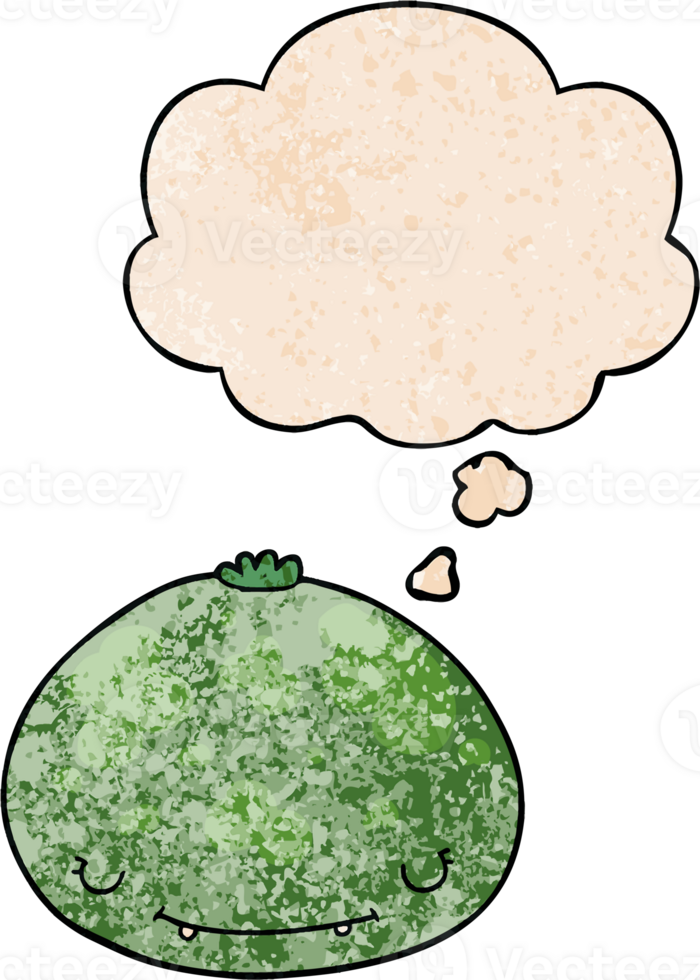 cartoon squash and thought bubble in grunge texture pattern style png