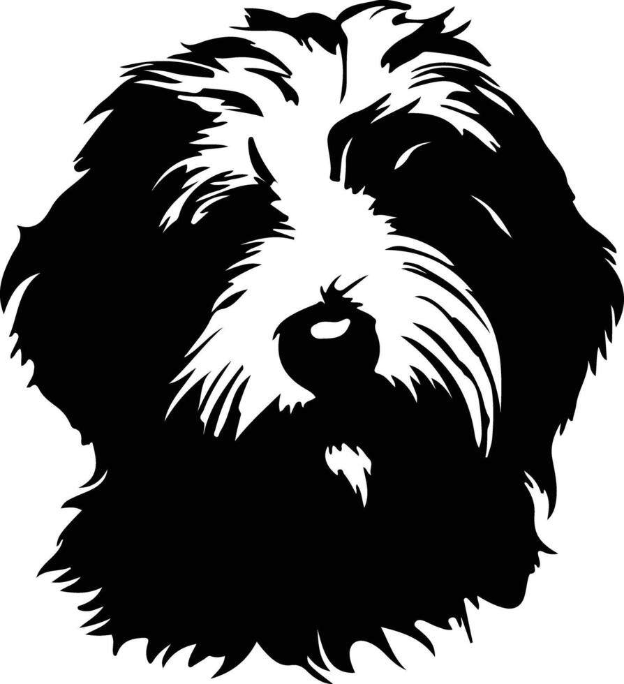 antiguo Inglés perro pastor silueta retrato vector