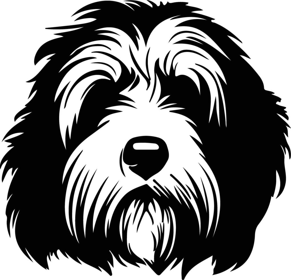 Old English Sheepdog  silhouette portrait vector