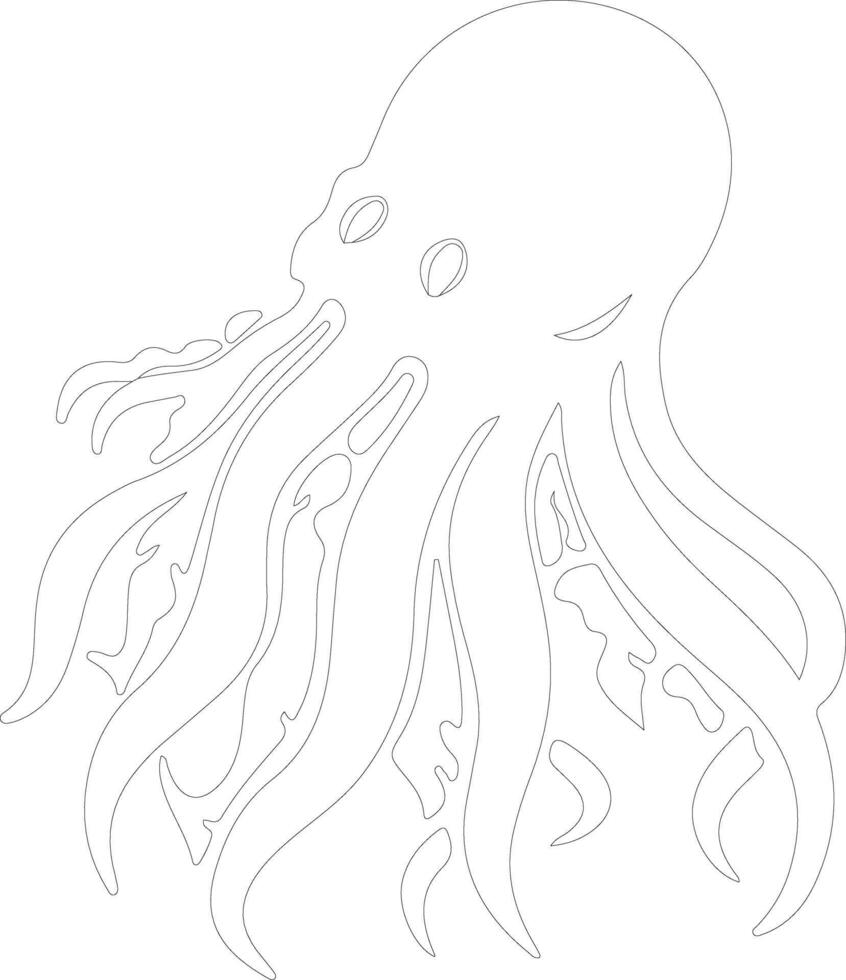 cuttlefish outline silhouette vector