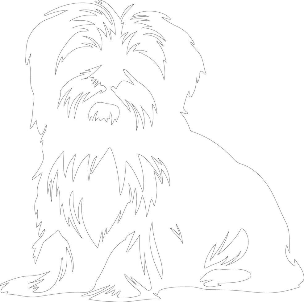 Shih Tzu outline silhouette vector