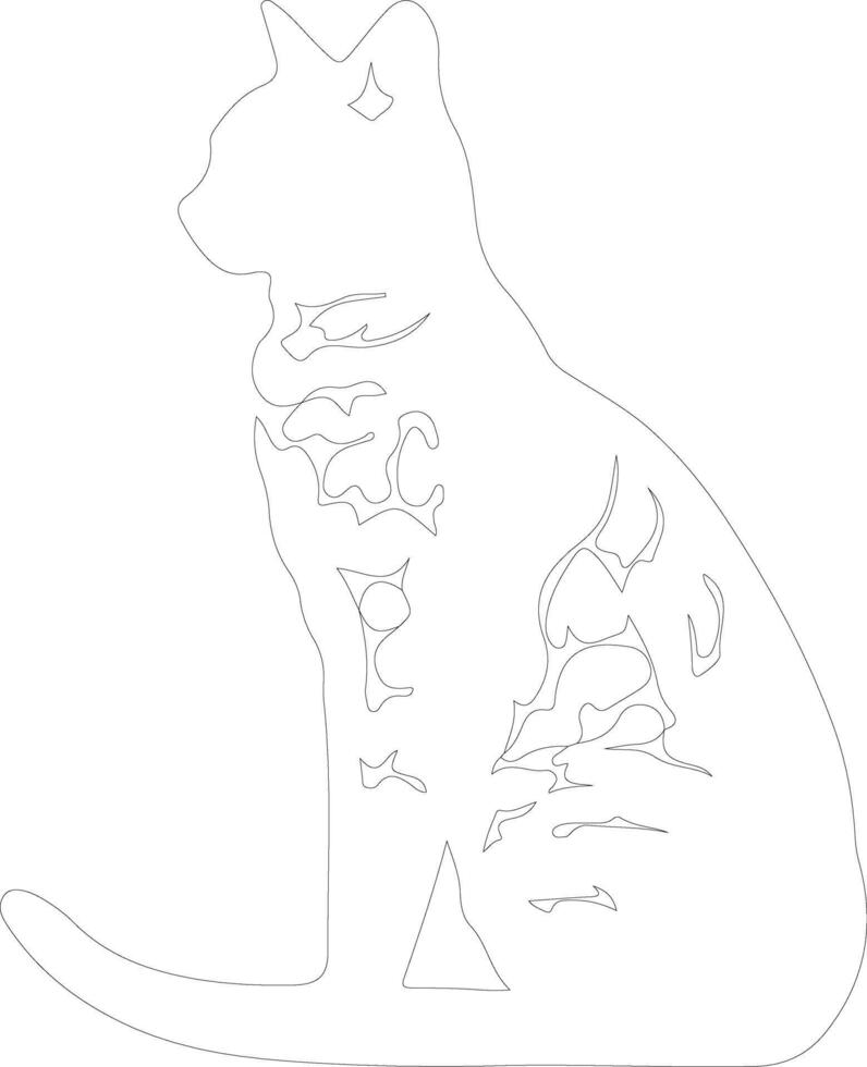 Ocicat Cat  outline silhouette vector