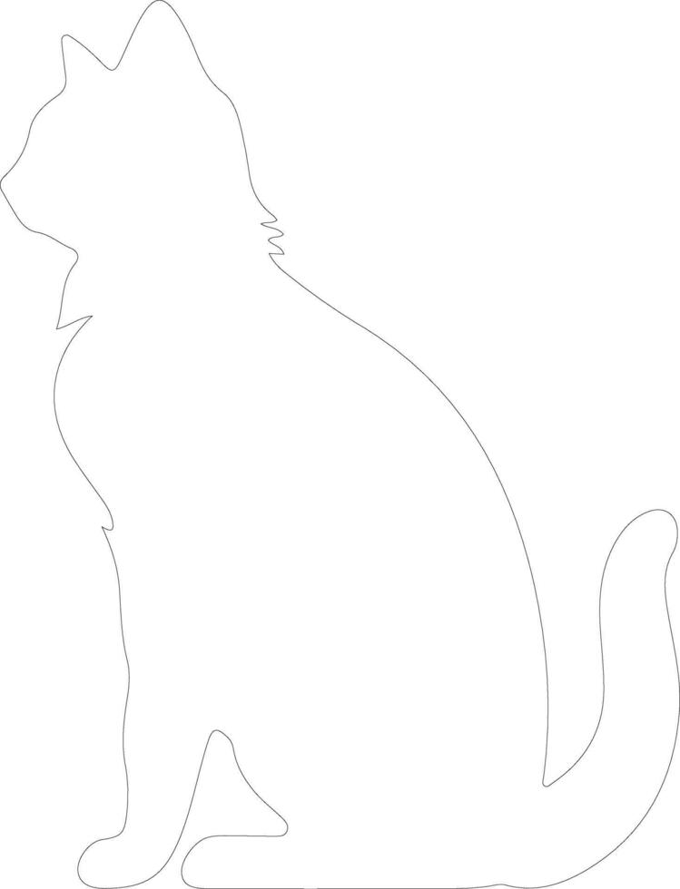Japanese Bobtail Cat  outline silhouette vector