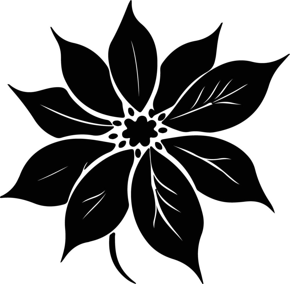 flor de pascua planta negro silueta vector