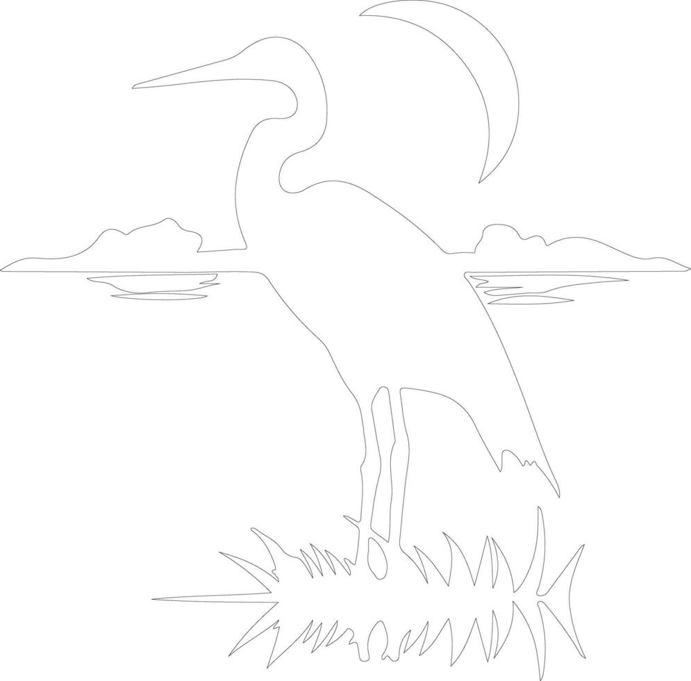 egret    outline silhouette vector