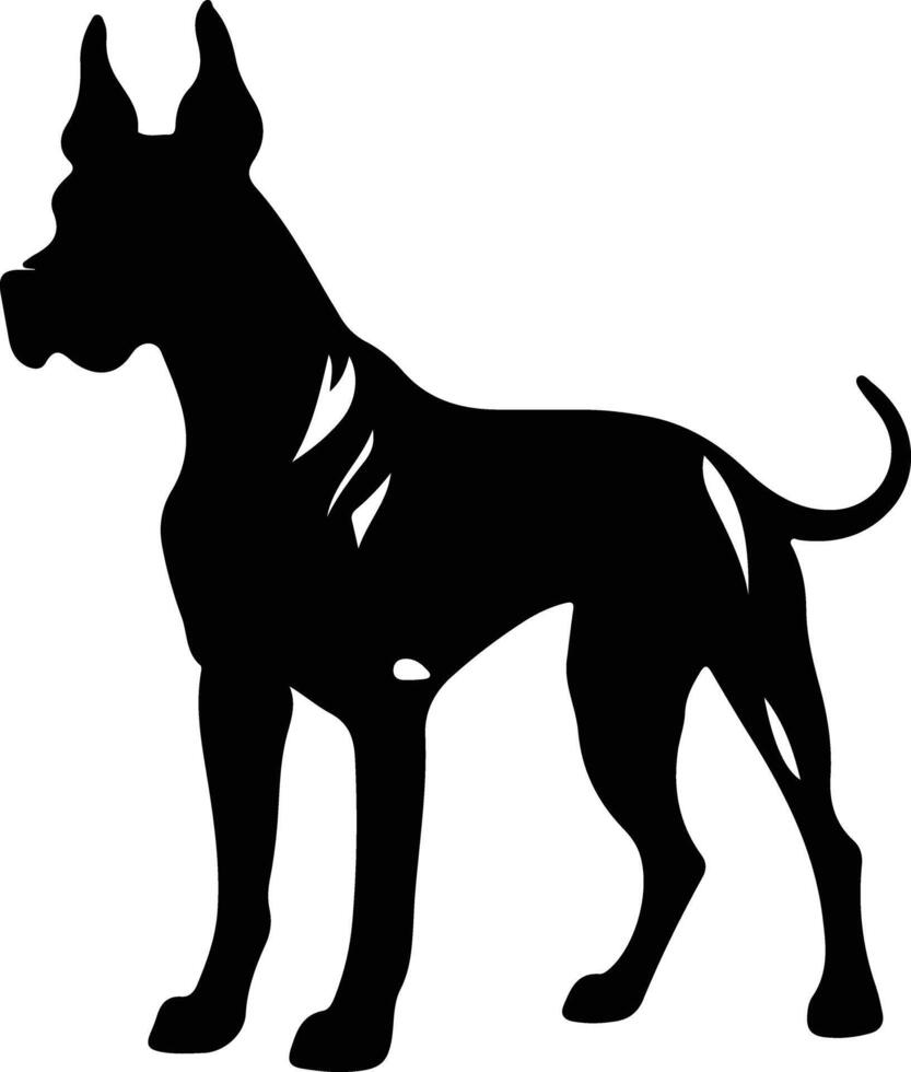 Great Dane    black silhouette vector