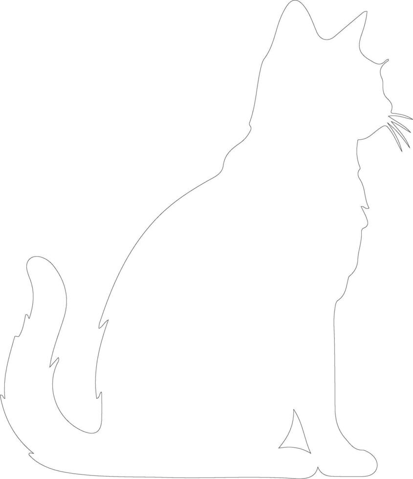 Cymric Cat  outline silhouette vector