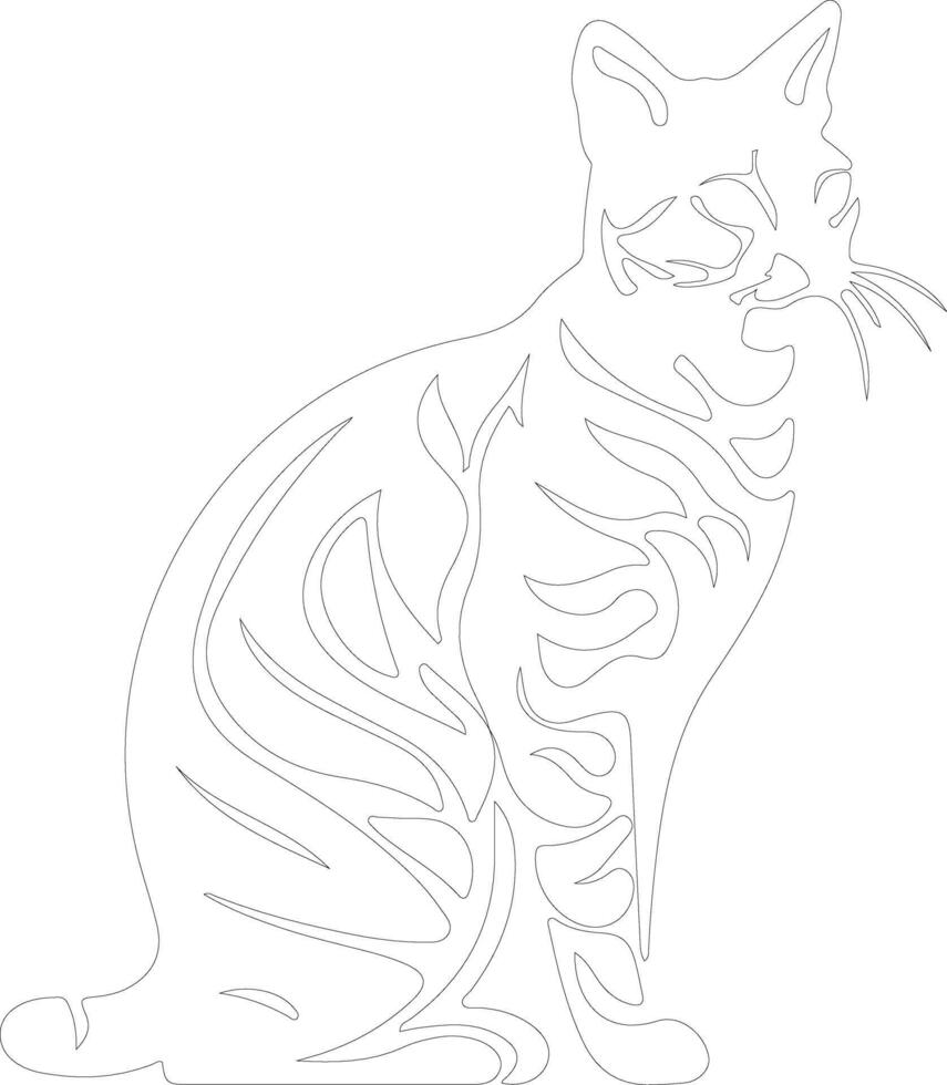 Bengal Cat  outline silhouette vector