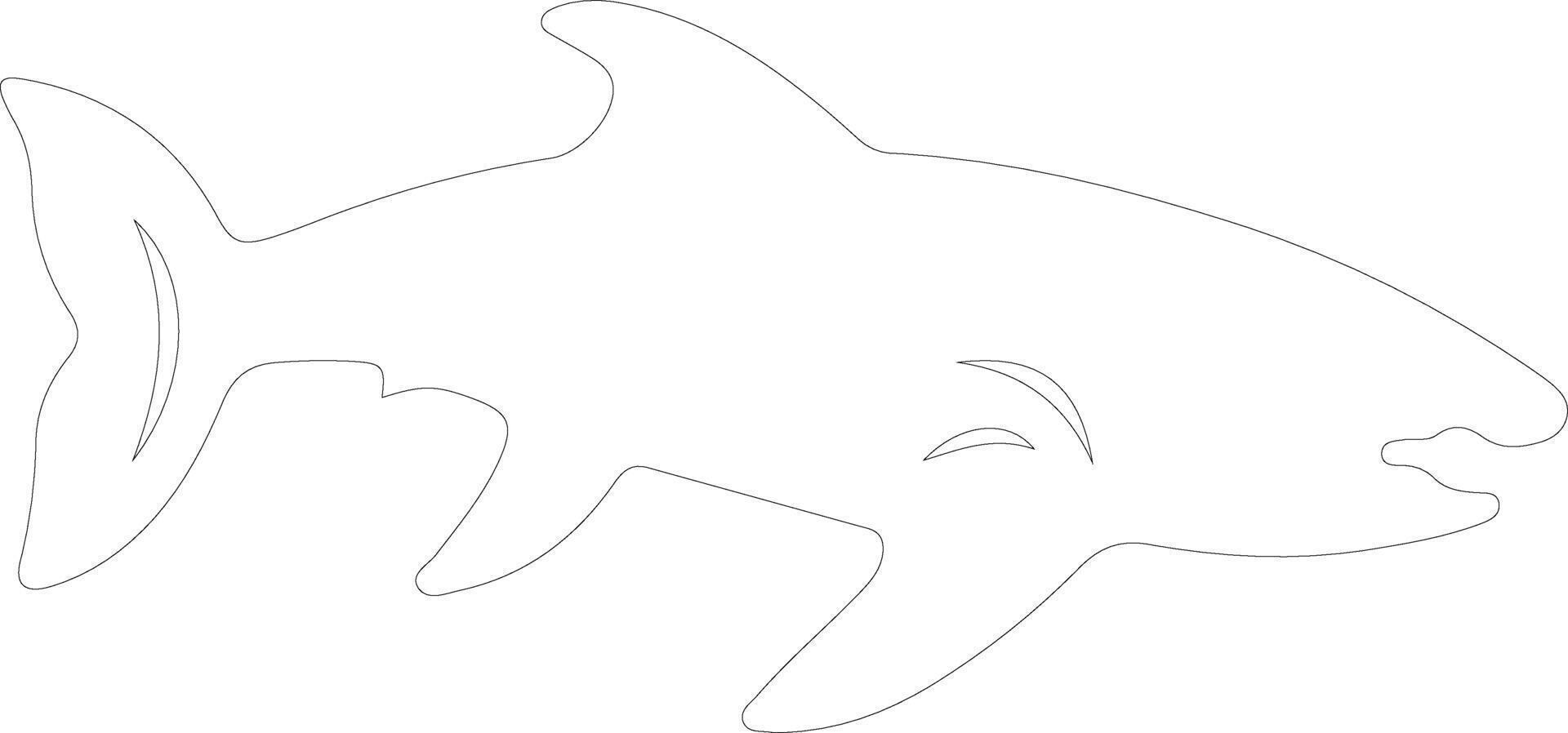 tiburón cortador de galletas contorno silueta vector