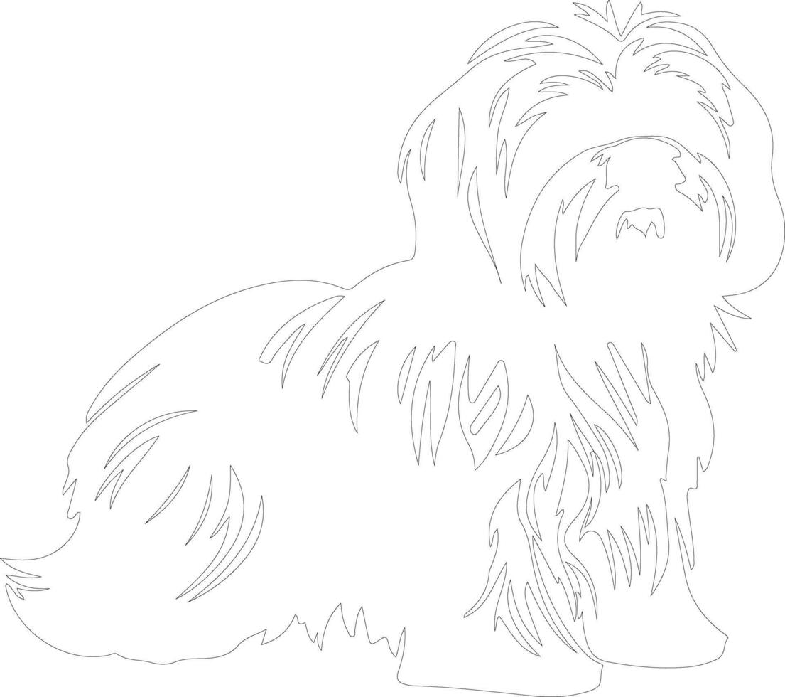 Lhasa Apso  outline silhouette vector