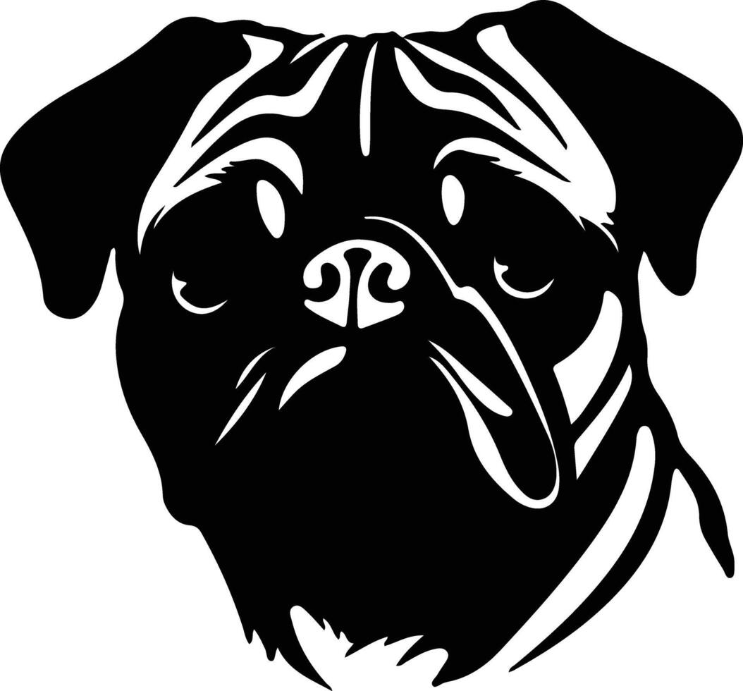 Pug silhouette portrait vector