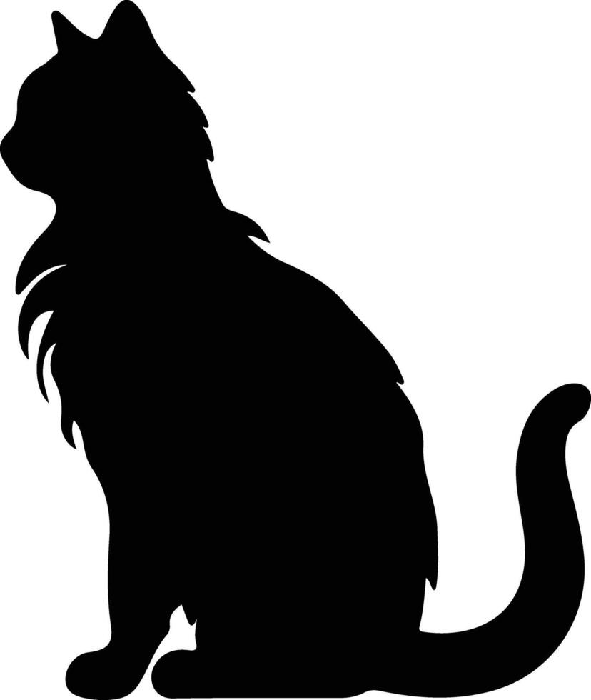 American Curl Cat  black silhouette vector