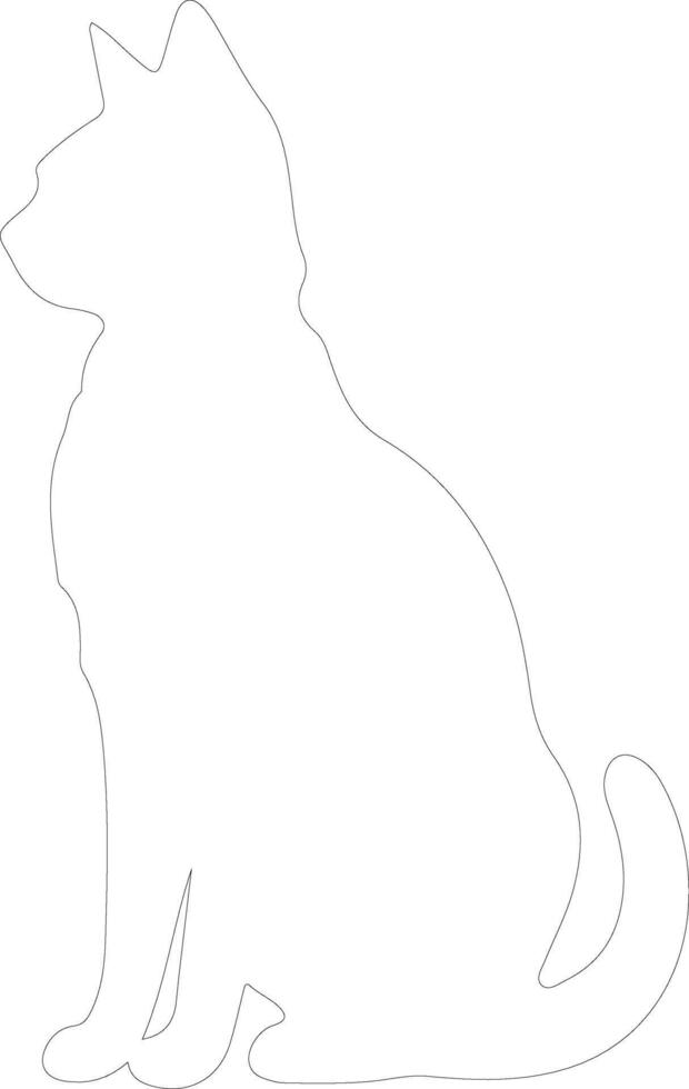 Russian White Black and Tabby Cat  outline silhouette vector