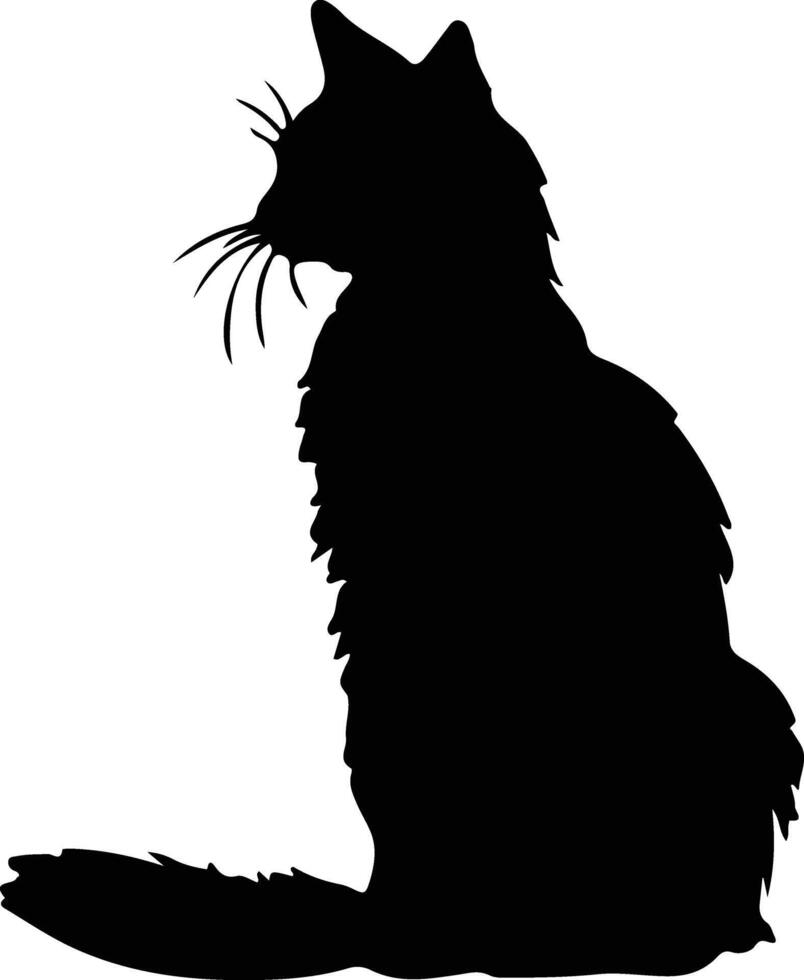 Turkish Angora Cat  black silhouette vector