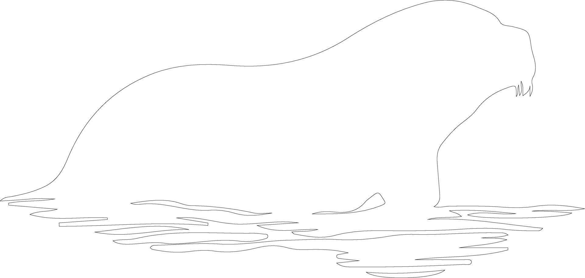 sea cow    outline silhouette vector