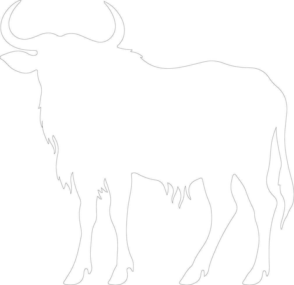 wildebeest  outline silhouette vector