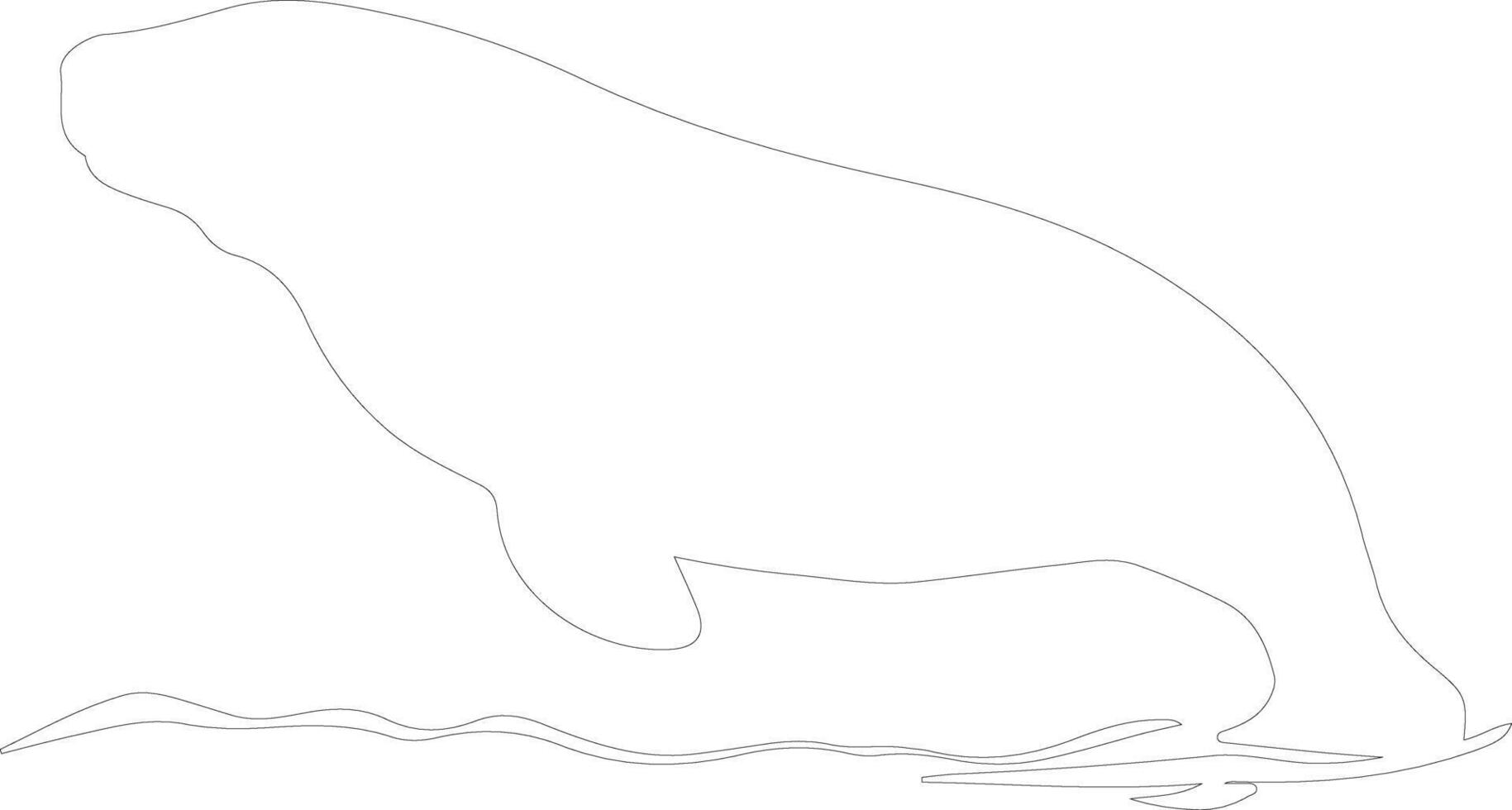 sea cow outline silhouette vector