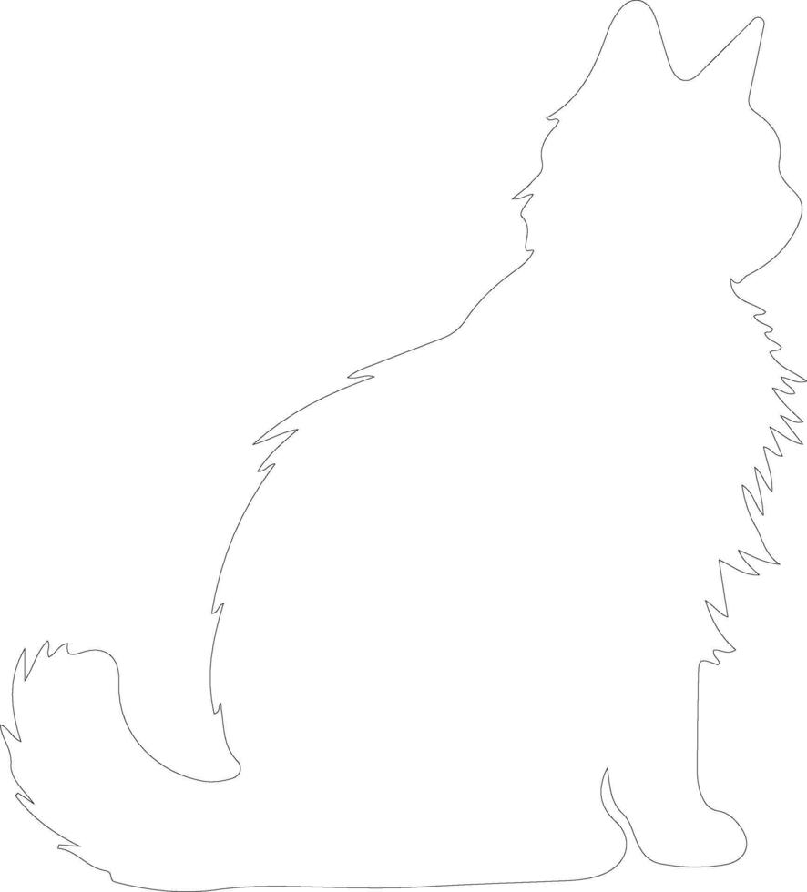 Mekong Bobtail Cat  outline silhouette vector