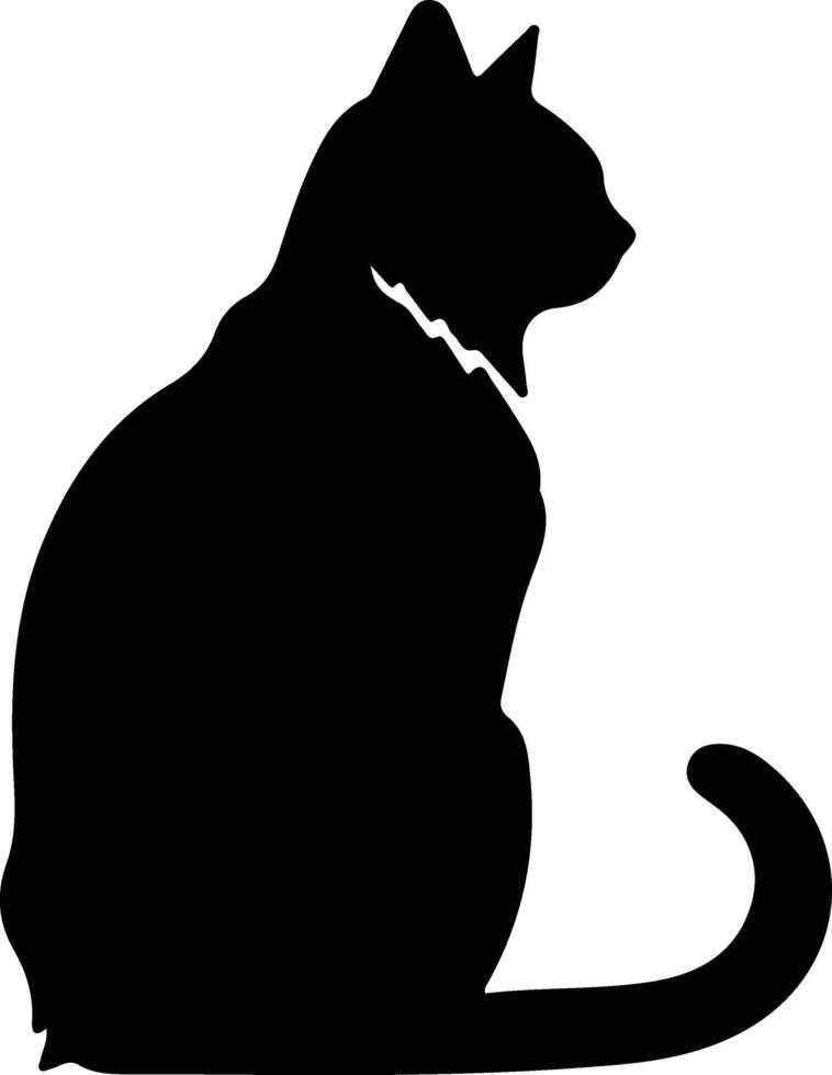 Russian White Black and Tabby Cat  black silhouette vector