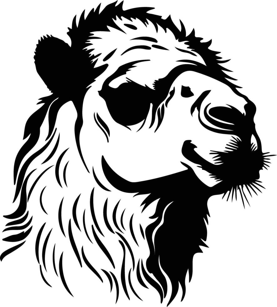 bactrian camel  silhouette portrait vector