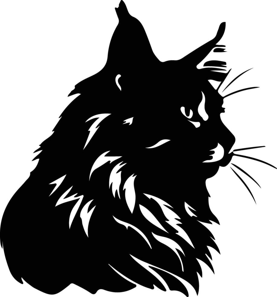 Maine Coon Cat  silhouette portrait vector