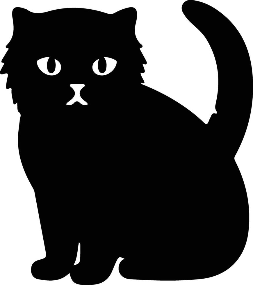 Scottish Fold Cat  black silhouette vector