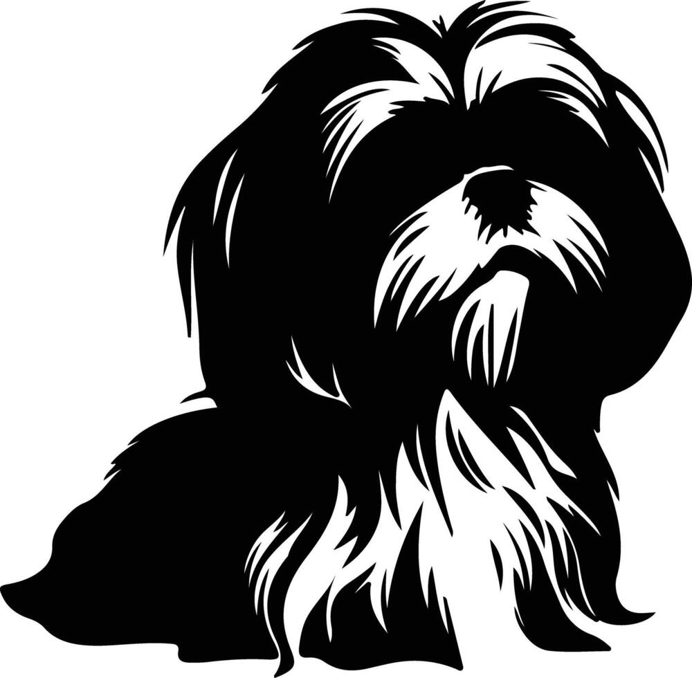 shih tzu negro silueta vector