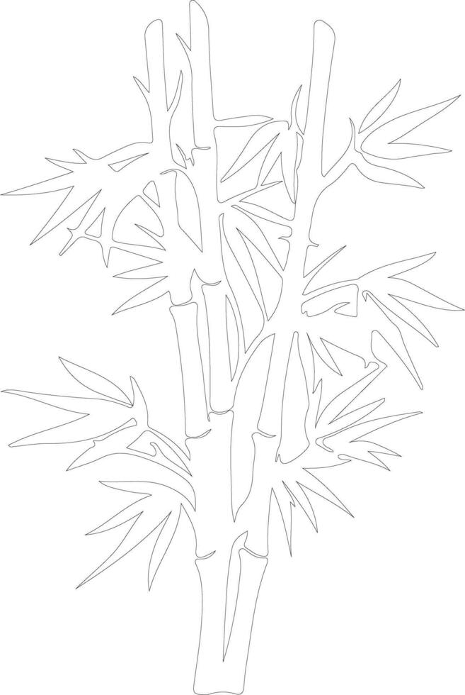 bambú dispara contorno silueta vector
