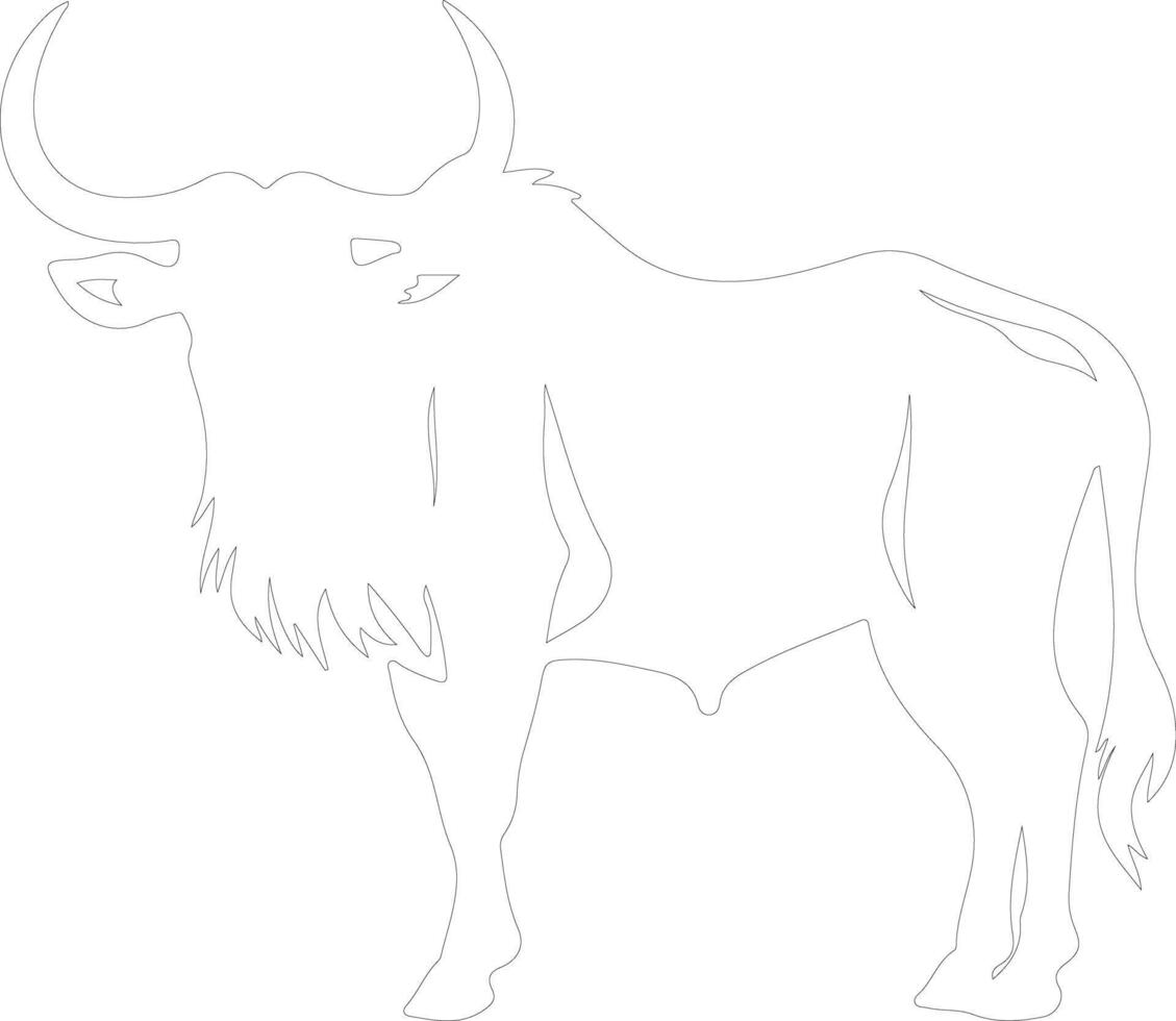 wildebeest  outline silhouette vector
