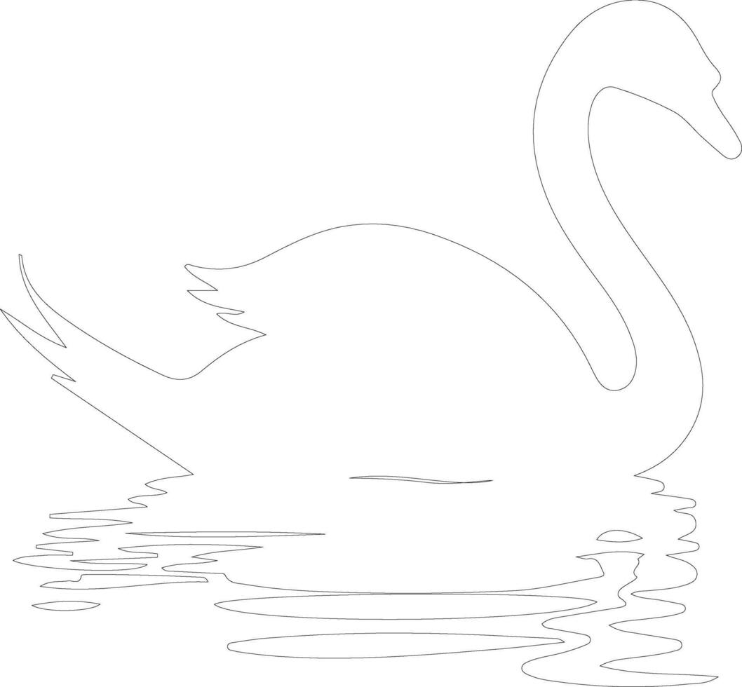 cisne contorno silueta vector