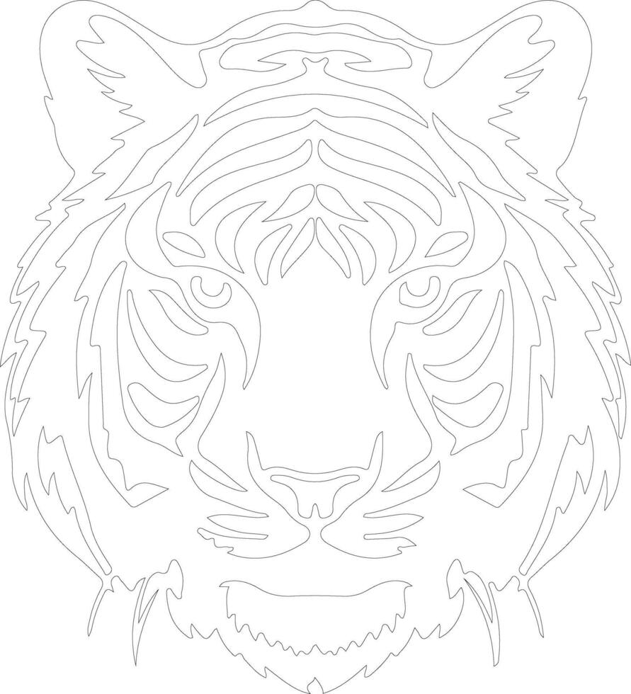 white tiger  outline silhouette vector