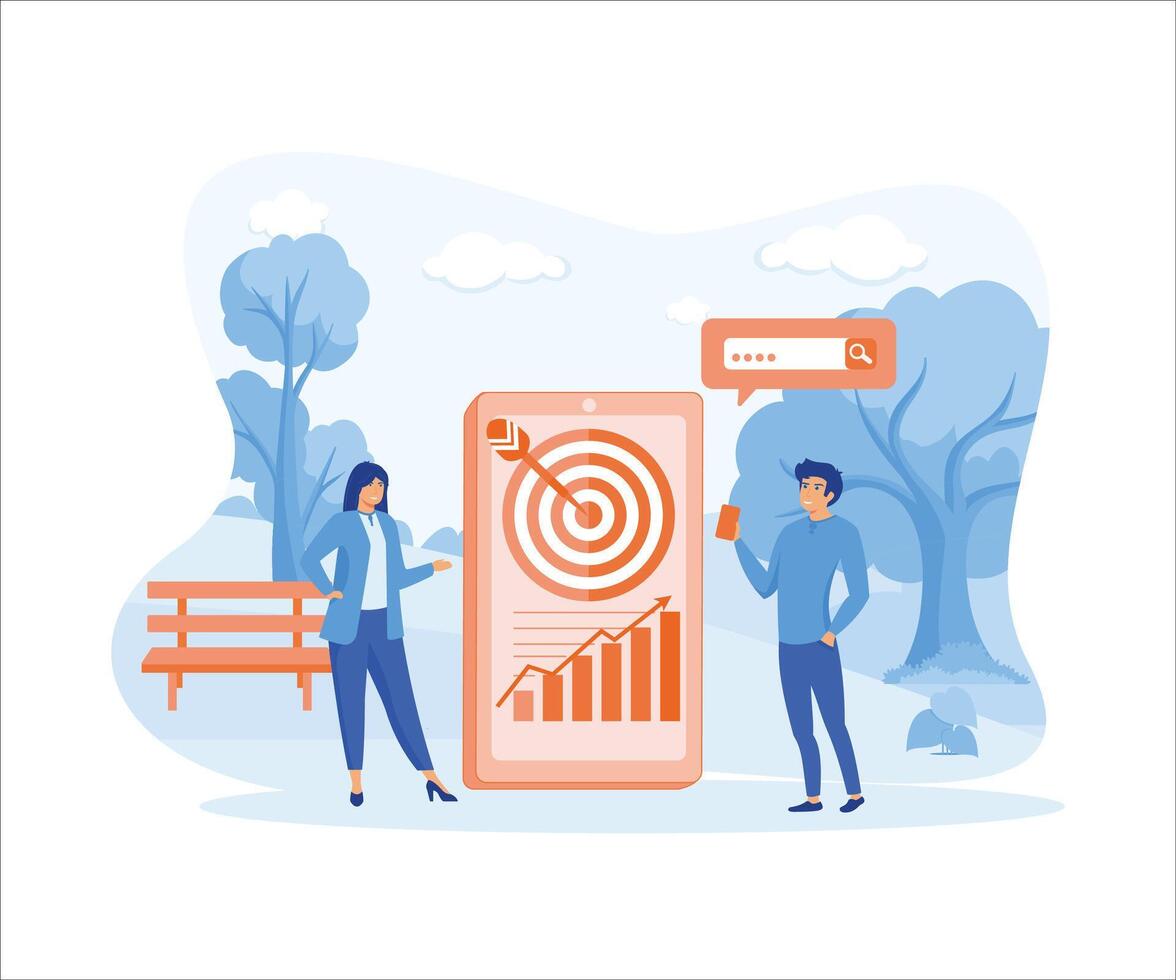 Business marketing.  Seo targeting and performance concept. flat vector modern illustration