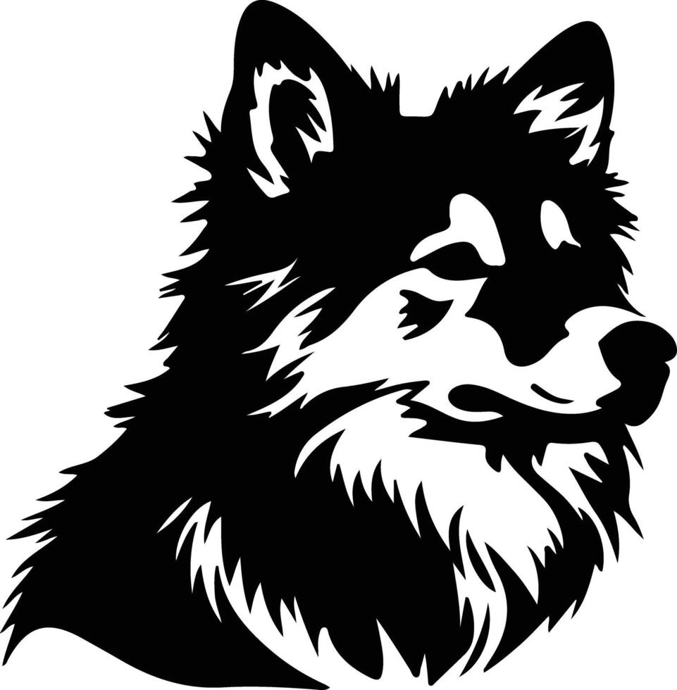 finlandés perro lapphund silueta retrato vector