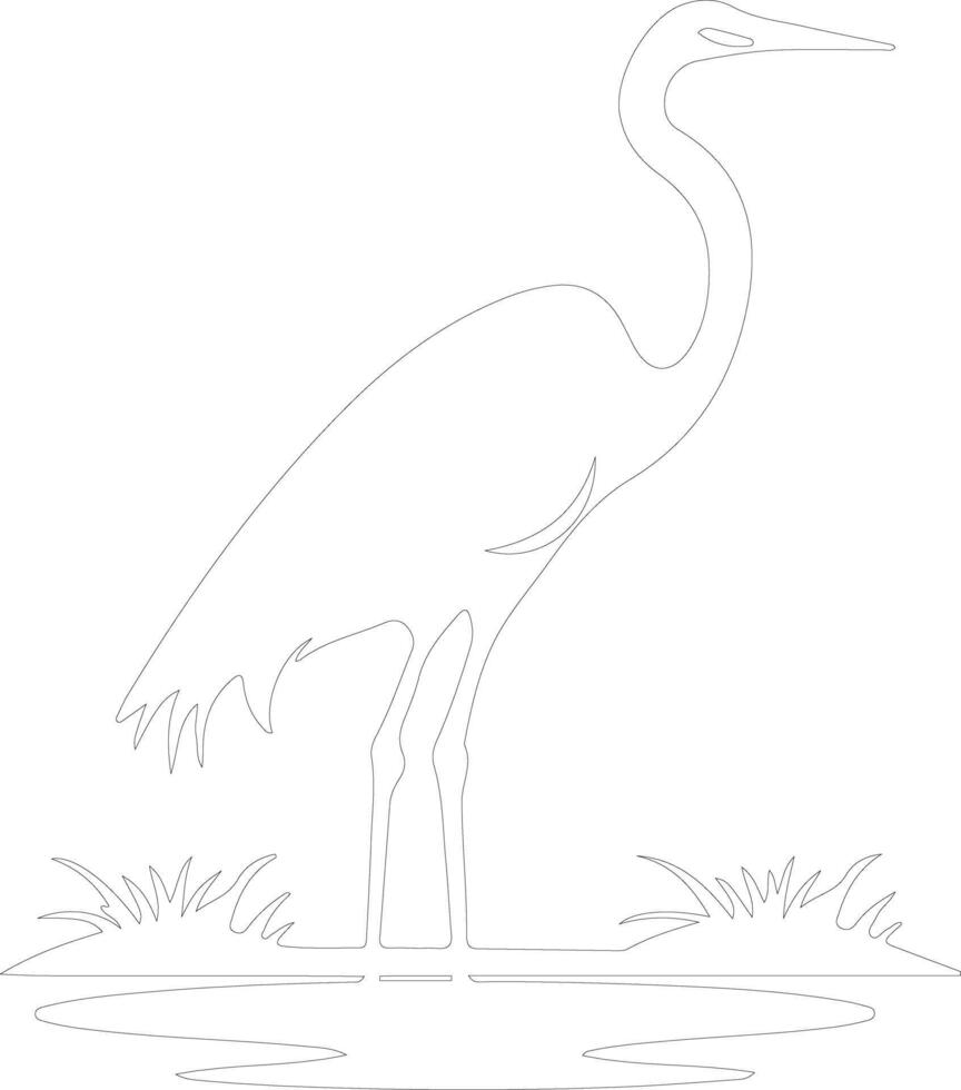 heron  outline silhouette vector