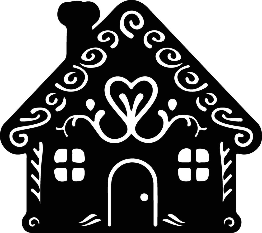 Gingerbread house  black silhouette vector