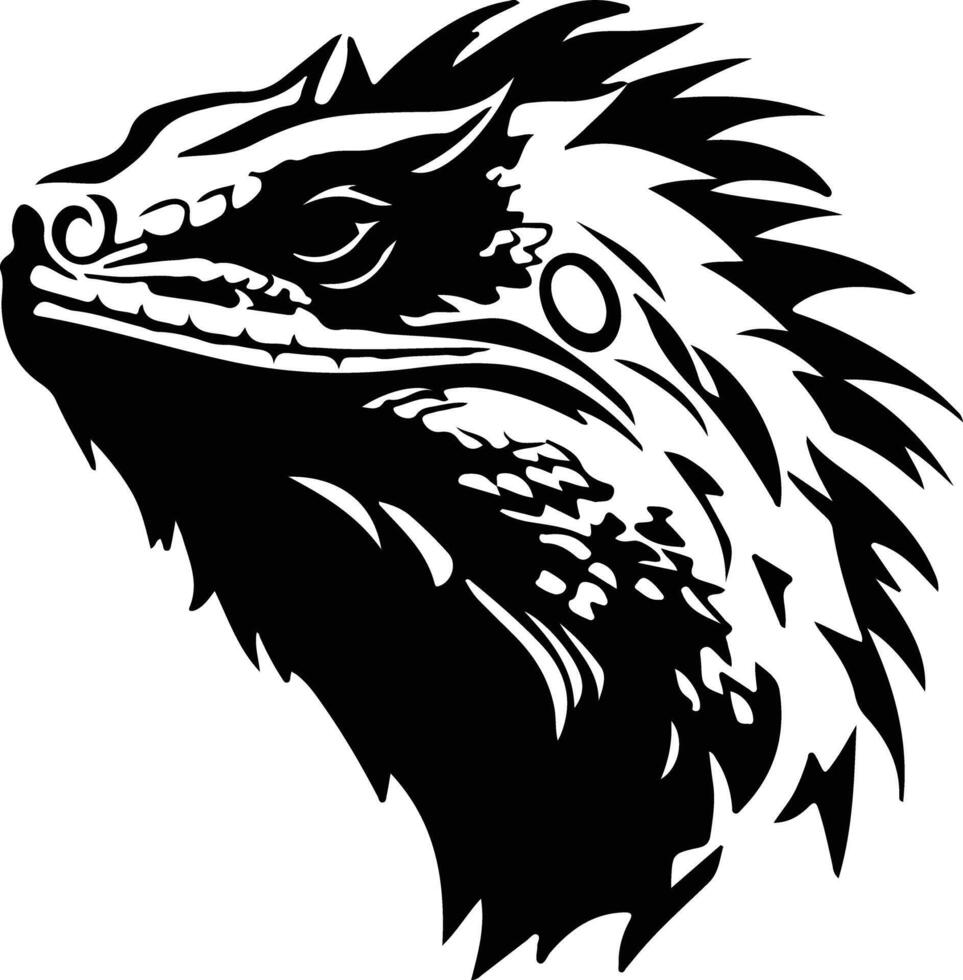 bearded dragon  silhouette portrait vector