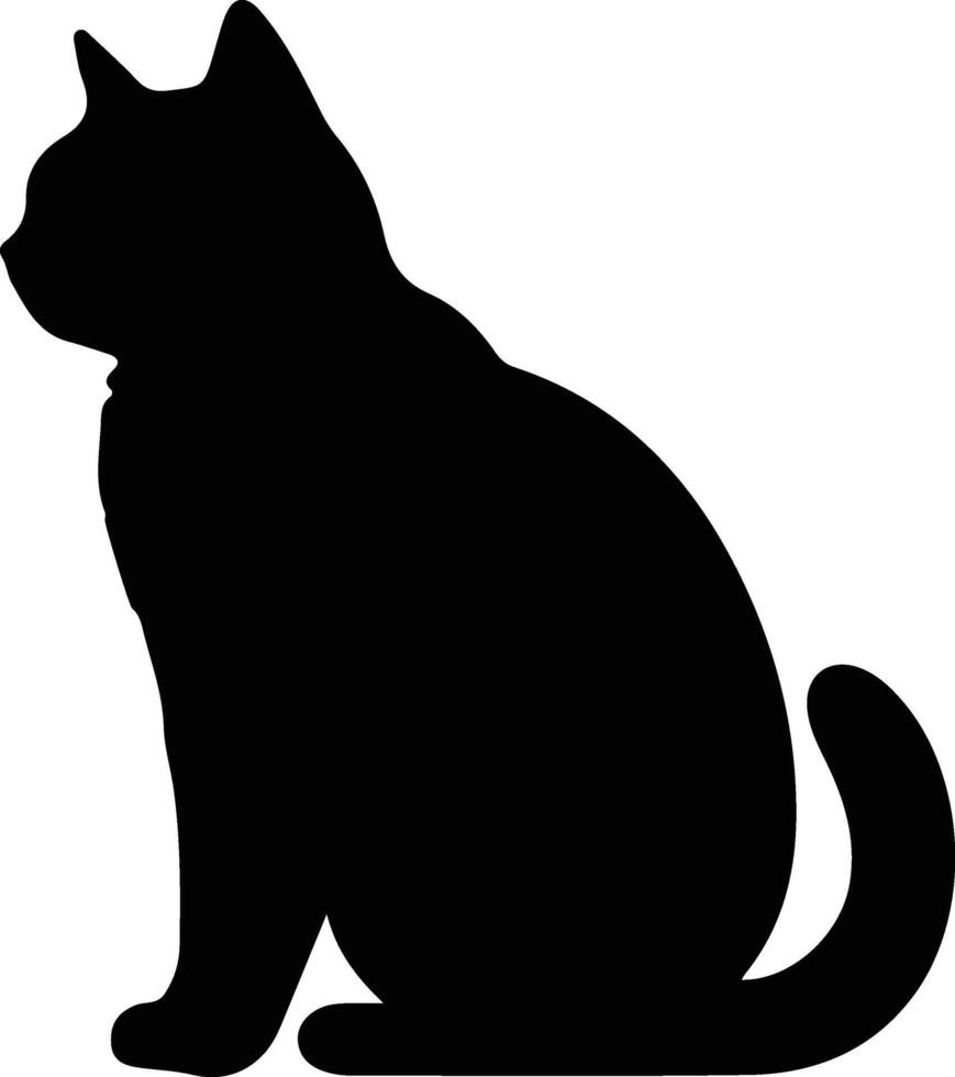 británico cabello corto gato negro silueta vector