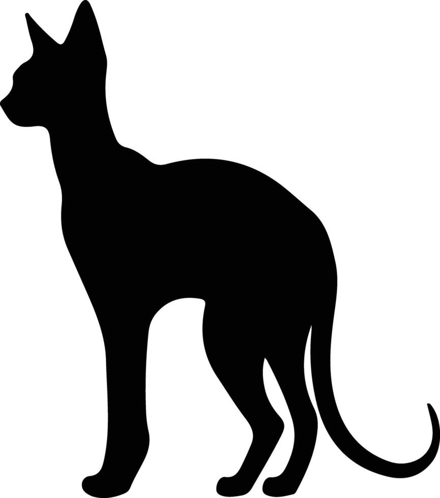 Oriental Shorthair Cat  black silhouette vector
