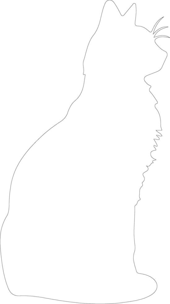 Cymric Cat  outline silhouette vector