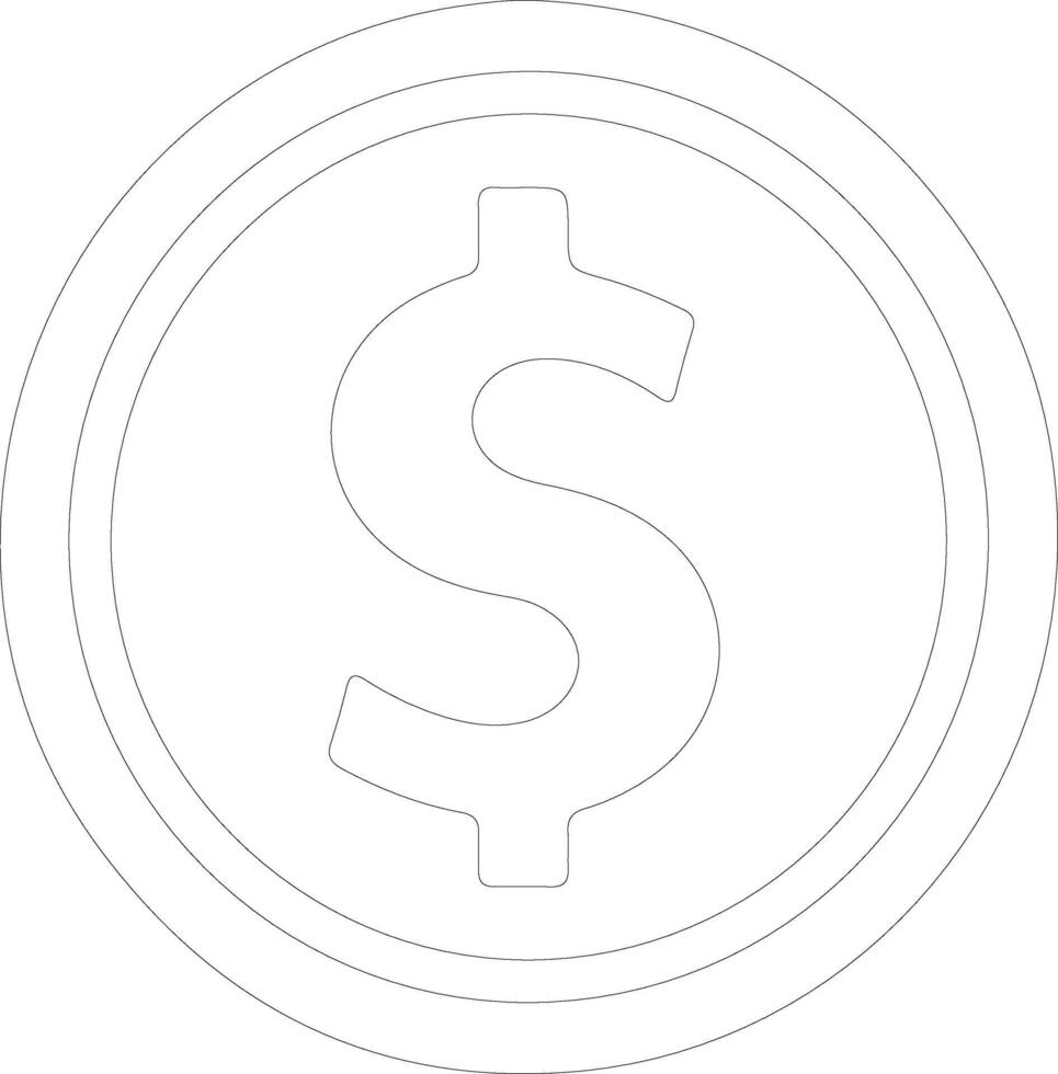 Dollar sign icon  outline silhouette vector