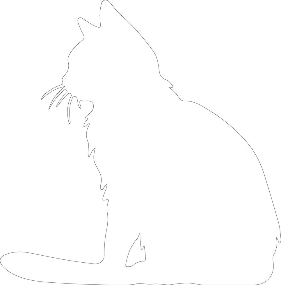 Highlander Cat  outline silhouette vector