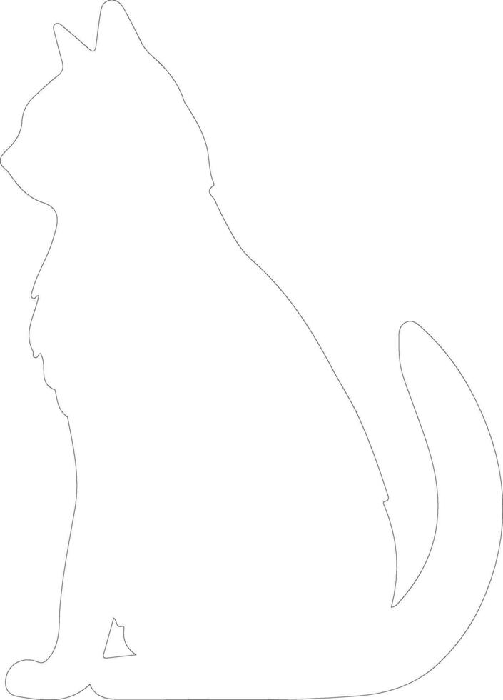Cymric Cat  outline silhouette vector