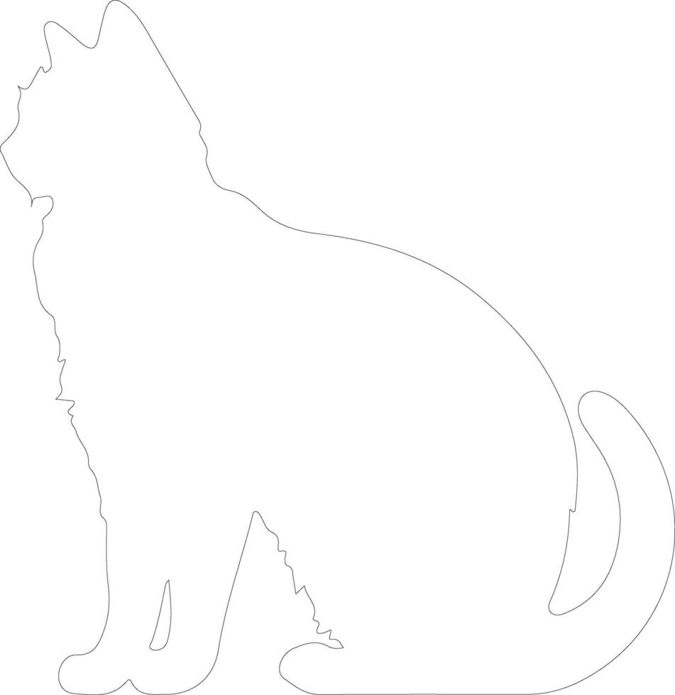 Mekong Bobtail Cat  outline silhouette vector