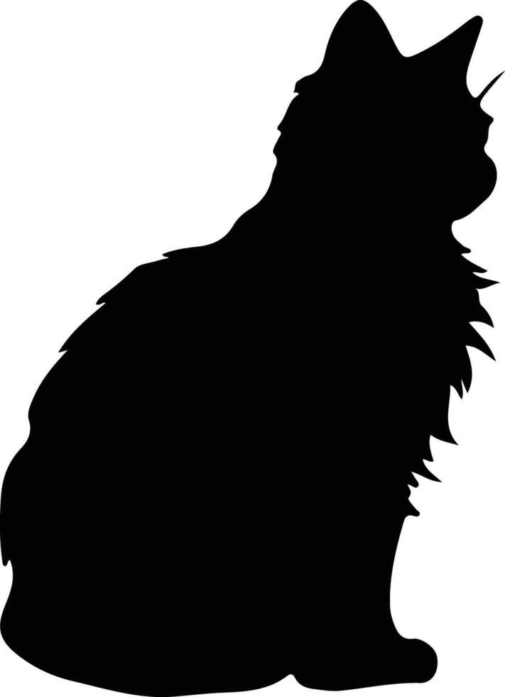 Selkirk Rex Cat  black silhouette vector