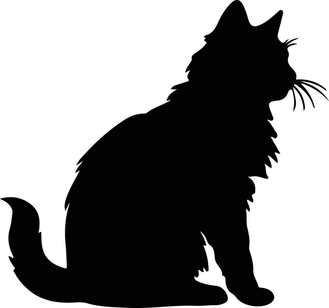 American Bobtail Cat  black silhouette vector