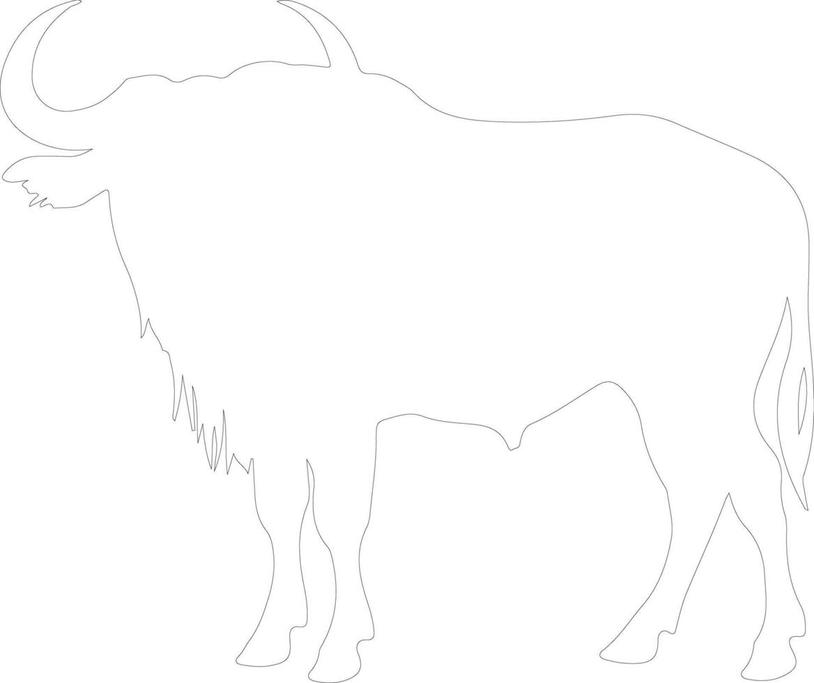 wildebeest  outline silhouette vector