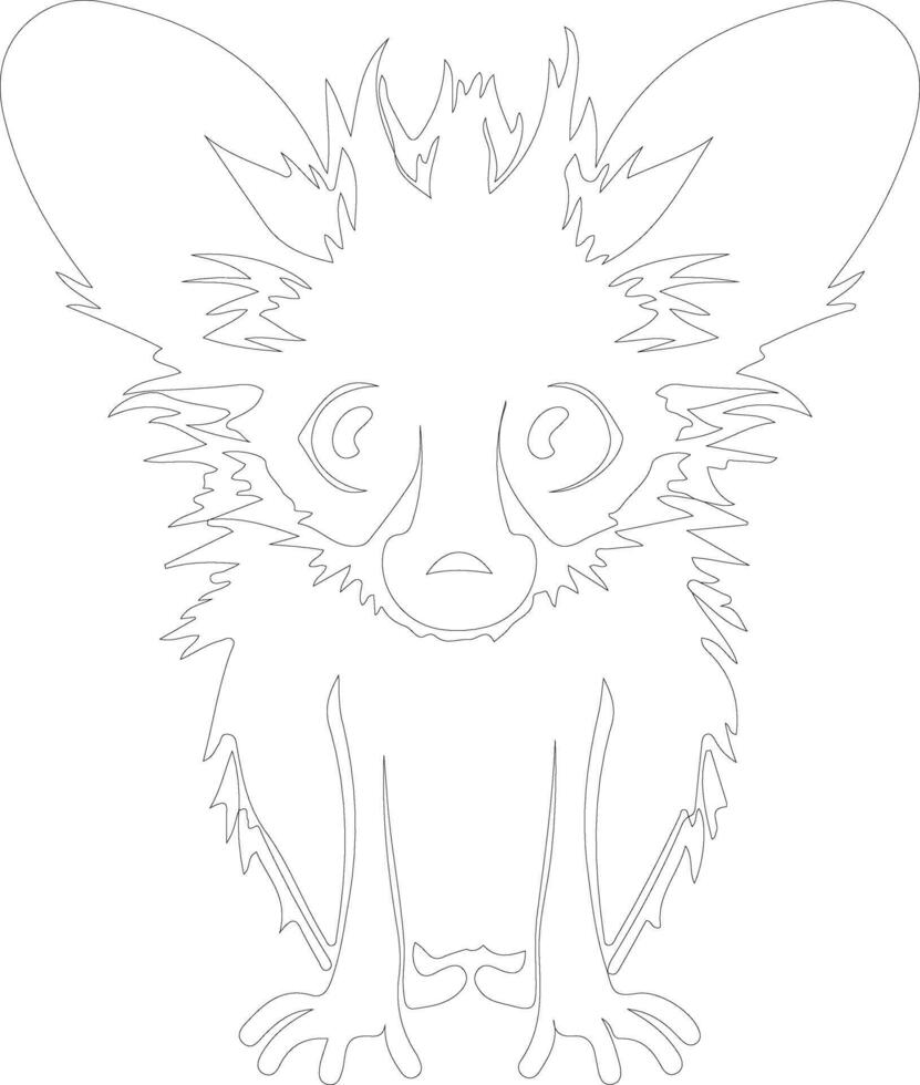 aye-aye  outline silhouette vector