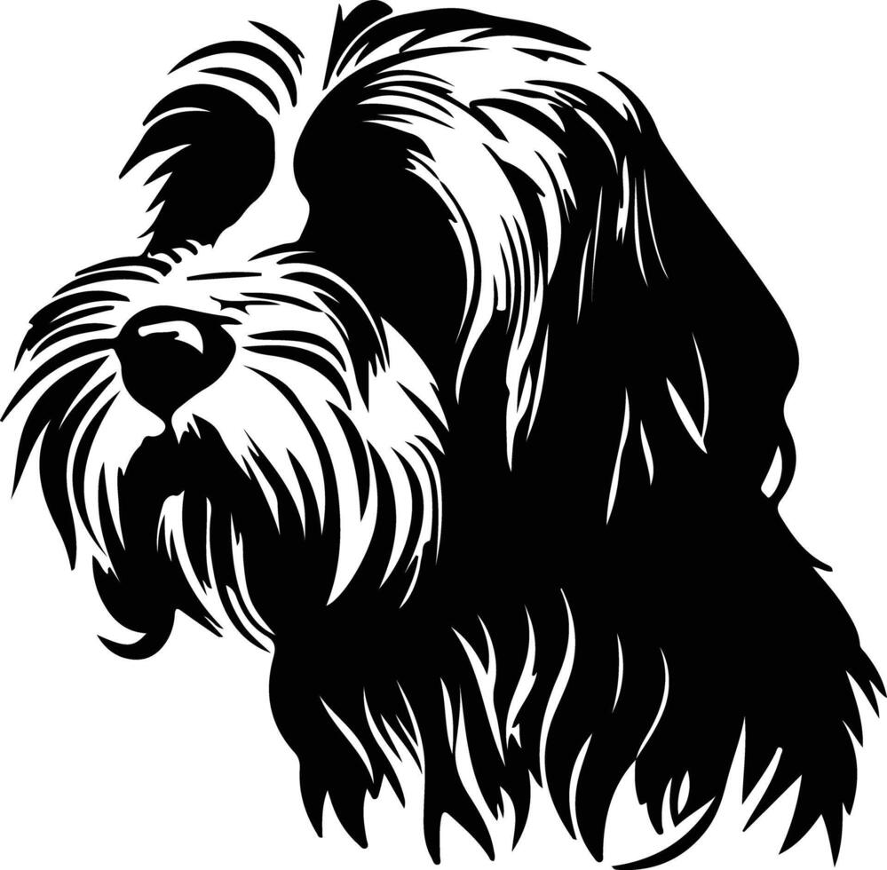 tibetano terrier silueta retrato vector