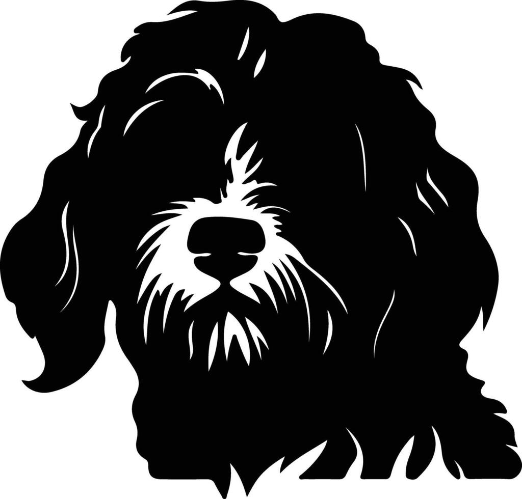 Spanish Water Dog silhouette portrait vector