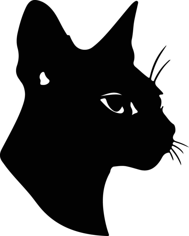 siamés gato silueta retrato vector